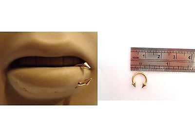Gold Titanium Half Hoop Horseshoe  Bottom Side Lip Ring 16 gauge 16g Spikes - I Love My Piercings!