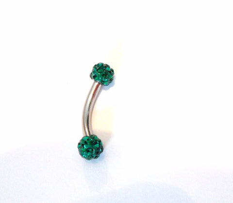 Dark Green Crystal Balls Surgical Steel Curved Barbell VCH Jewelry Hood Ring 14 gauge - I Love My Piercings!