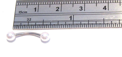 White Faux Pearl Balls Curved Barbell VCH Jewelry Clit Clitoral Hood Ring 16 gauge 16g - I Love My Piercings!