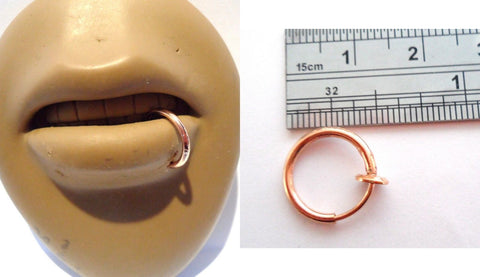 Rose Gold Titanium Fake Faux Imitation Bottom Side Lip Ring Hoop Looks 14 gauge - I Love My Piercings!