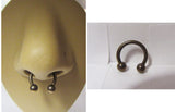 Grade 23 Titanium Brown Not Plated Septum Horseshoe Hoop Balls 14 gauge 10 mm