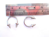Pair Surgical Steel Earrings Horseshoes Ribbed Spikes 12mm Diameter 14 gauge 14g - I Love My Piercings!