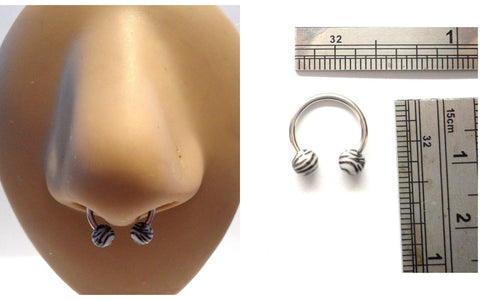 Surgical Steel Zebra Stripe Balls Septum Ring Nose Hoop 16 gauge 16g - I Love My Piercings!