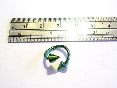 GREEN TITANIUM TWISTER SPIKE Ear Belly Ring 14 gauge - I Love My Piercings!