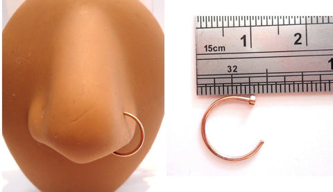 18K Rose Gold Plated 10 mm Diameter Open Nose Piercing Hoop Ring 18 gauge 18g - I Love My Piercings!