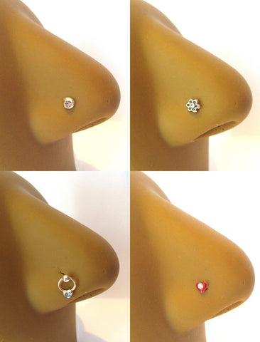 4 Sterling Silver Nose L Shape Bent Thin Pins Studs Jewelry 22 gauge 22g - I Love My Piercings!