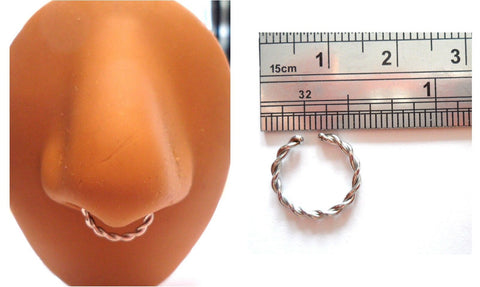 Surgical Steel Twisted Septum Hoop Fake Faux Jewelry 14g 14 gauge 10 mm Diameter - I Love My Piercings!