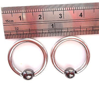 Stainless Steel Hematite Bead Ball Hoops Rings Earrings 10 gauge 10 16mm - I Love My Piercings!
