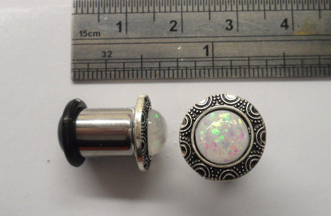 Surgical Steel Opal Style Single Flare O rings Plugs Lobe Jewelry 0 gauge 0g - I Love My Piercings!