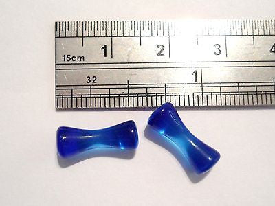 Pair 2 pieces Blue Murano Glass Plugs Double Flare Ear Lobe Gauges 8g 8 gauge - I Love My Piercings!
