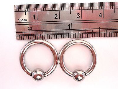 Pair Stainless Steel Captive Earring Hoops No Tool Needed 10 gauge 10g 12mm - I Love My Piercings!