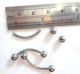 3 Surgical Steel Curved Barbells 4mm Balls 5/8 inch Length 14 gauge 14g - I Love My Piercings!