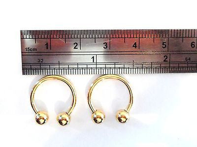 Gold Titanium Horseshoe Earrings Half Hoop 14 gauge 14g 12mm diameter - I Love My Piercings!