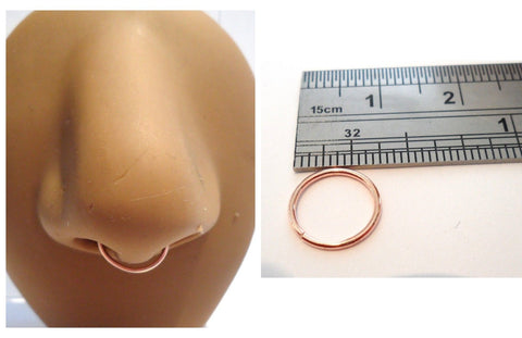 18K Rose Gold Plated 9 mm Diameter Seamless Septum Hoop Ring 20 gauge 20g - I Love My Piercings!