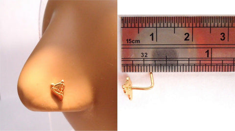 18k Gold Plated Nose Stud Pin Ring L Shape Post Fox Foxy 20 gauge 20g - I Love My Piercings!