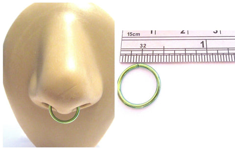 Green Titanium Seamless Thin No Ball Easy to Use Septum Hoop Ring 16 gauge 16g - I Love My Piercings!