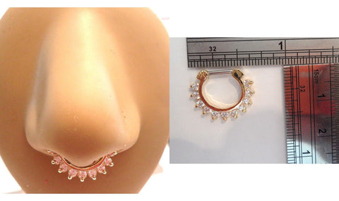 Clear Claw Set Crystal CZ Gold Titanium Septum Hoop Flower 16 gauge 16g - I Love My Piercings!