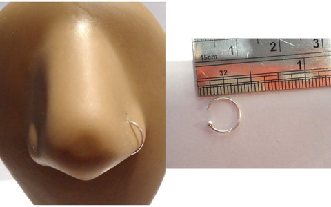 Sterling Silver Fake Faux Nose Piercing Hoop Ring Looks 20 gauge 7mm Diameter - I Love My Piercings!