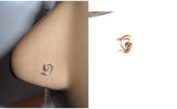 10K Gold Clear Crystal CZ Coiled Spiral Nose Pin Stud Jewelry 22 gauge 22g - I Love My Piercings!