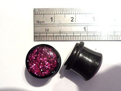 2 pieces Pair Single Flare Acrylic Ear Lobe Plugs 1/2 inch Purple Glitter - I Love My Piercings!