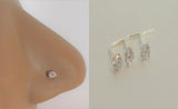 3 pc Sterling Silver 2.5mm Gem Nose Studs L Shape Pins 22 gauge 22g - I Love My Piercings!