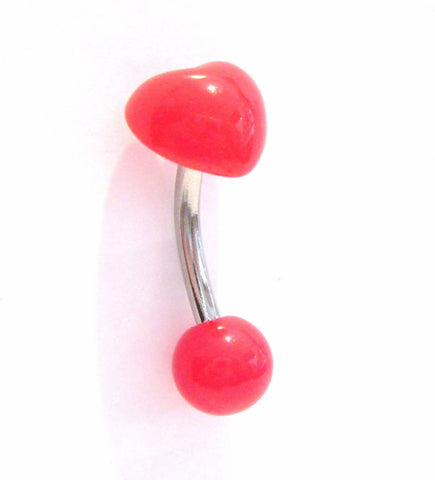 Surgical Steel Red Heart Curved Barbell VCH Jewelry Clit Clitoral Hood Ring Bar 14 gauge - I Love My Piercings!