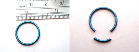 Dark Blue Titanium Segment Ear Cartilage No Ball Hoop 16 gauge 12 mm diameter - I Love My Piercings!