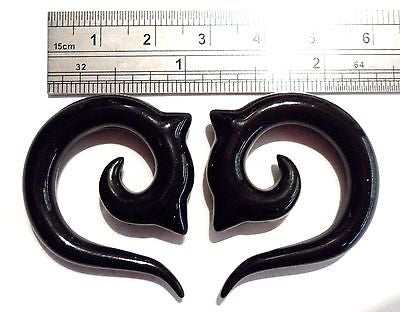 Pair 2 pieces Black Acrylic Fancy Spiral Drop Tapers Plugs 2 gauge 2g - I Love My Piercings!