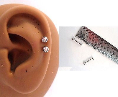 Cartilage Helix Tragus Clear Crystal Gem Balls Ear Studs Posts 16 gauge 16g - I Love My Piercings!