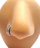 Leaf Surgical Steel Bent L Shape Nose Ring Stud Hoop 20 gauge 20g - I Love My Piercings!