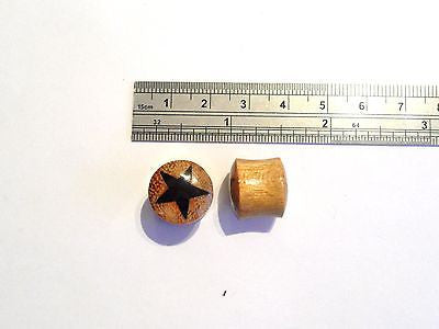 New Pair GOLDEN JACKFRUIT STAR WOOD Plugs 9/16 inch - I Love My Piercings!