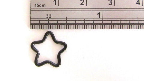 Black Titanium Star Seamless Cartilage Daith Tragus Helix Hoop Ring 16 gauge 16g - I Love My Piercings!