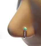 Surgical Steel Fake Faux Green Opal Style Nose Hoop Clip Cuff Looks 18 gauge - I Love My Piercings!