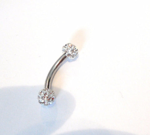 Clear Crystal Balls Surgical Steel Curved Barbell VCH Jewelry Clitoral Hood 14 gauge - I Love My Piercings!