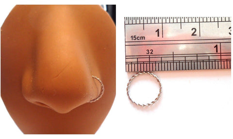Surgical Steel Twisted Nose Hoop Seamless Jewelry 20g 20 gauge 8 mm Diameter - I Love My Piercings!