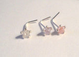 3 Sterling Silver Claw Set Star Crystal Nose L Shape Studs Pins 22 gauge 22g - I Love My Piercings!