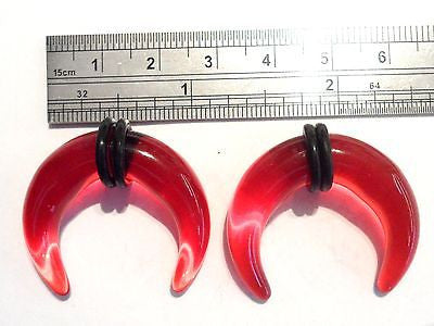 Pair ACRYLIC Pinchers Plugs Tapers 0 gauge 0G RED - I Love My Piercings!