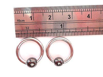 Stainless Surgical Steel Hematite Bead Ball Hoops Rings Earrings 12 gauge 12 - I Love My Piercings!
