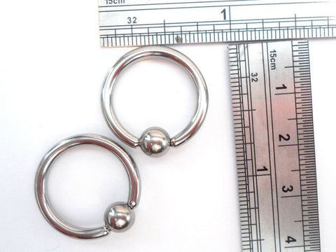 Pair Stainless Steel Captives Earrings Hoops 10 gauge 10g 16mm Diameter - I Love My Piercings!