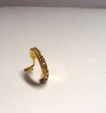 18k Gold Plated L Shape Nose Ring Stud Hoop Clear CZ Crystals 20g 20 gauge - I Love My Piercings!