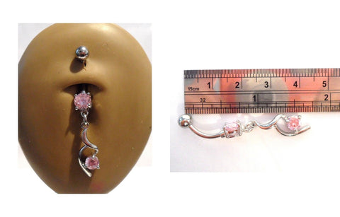 Surgical Steel Pink Cz Wrap Belly Curved Barbell Ring Bar Jewelry 14g - I Love My Piercings!