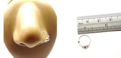Sterling Silver Nose Bali Ball Fancy Hoop Jewelry 20 gauge 20g 9 mm Diameter - I Love My Piercings!