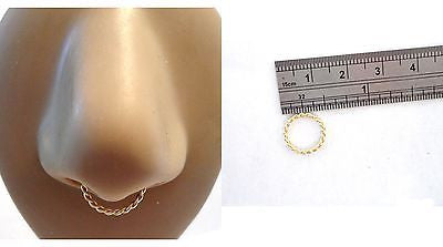 Coiled Enamel Non Tarnish Septum Hoop Ring 16 gauge 16g Gold 10mm Diameter - I Love My Piercings!