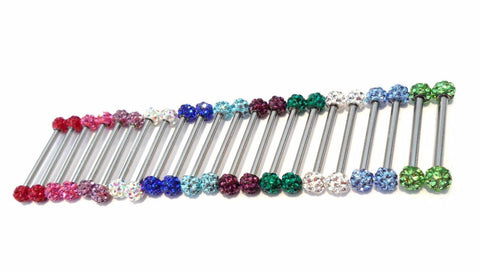 Pair Surgical Steel Crystal Balls Nipple Rings Straight Bar 14 gauge 14g Choose - I Love My Piercings!