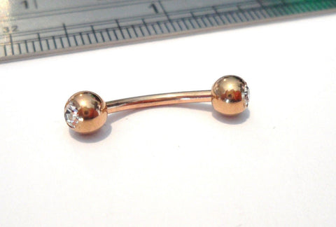 Rose Gold Titanium Clear CZ Crystal Curved Barbell VCH Jewelry Hood Clit Clitoral Ring - I Love My Piercings!