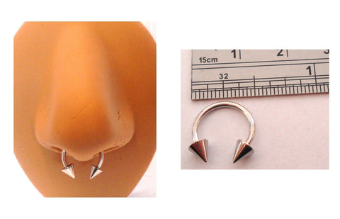 Surgical Steel Spiked Spikes Horseshoe Septum Hoop Ring 16 gauge 16g 10 mm - I Love My Piercings!