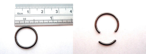 Black Titanium Segment Ear Cartilage No Ball Hoop 16g 16 gauge 12 mm diameter - I Love My Piercings!