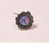 Surgical Steel Lavender Opal Flower Nose Bent L Shape Stud Pin Post 20 gauge 20g - I Love My Piercings!