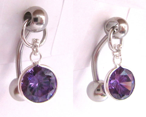 Surgical Steel VCH Hood Round Purple Crystal Jewelry Curved Barbell 14 gauge 14g - I Love My Piercings!