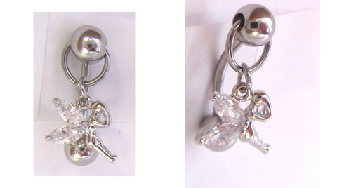 Clear CZ Tinkerbell Dangle Barbell VCH Jewelry Clit Clitoral Hood Ring 14 gauge - I Love My Piercings!